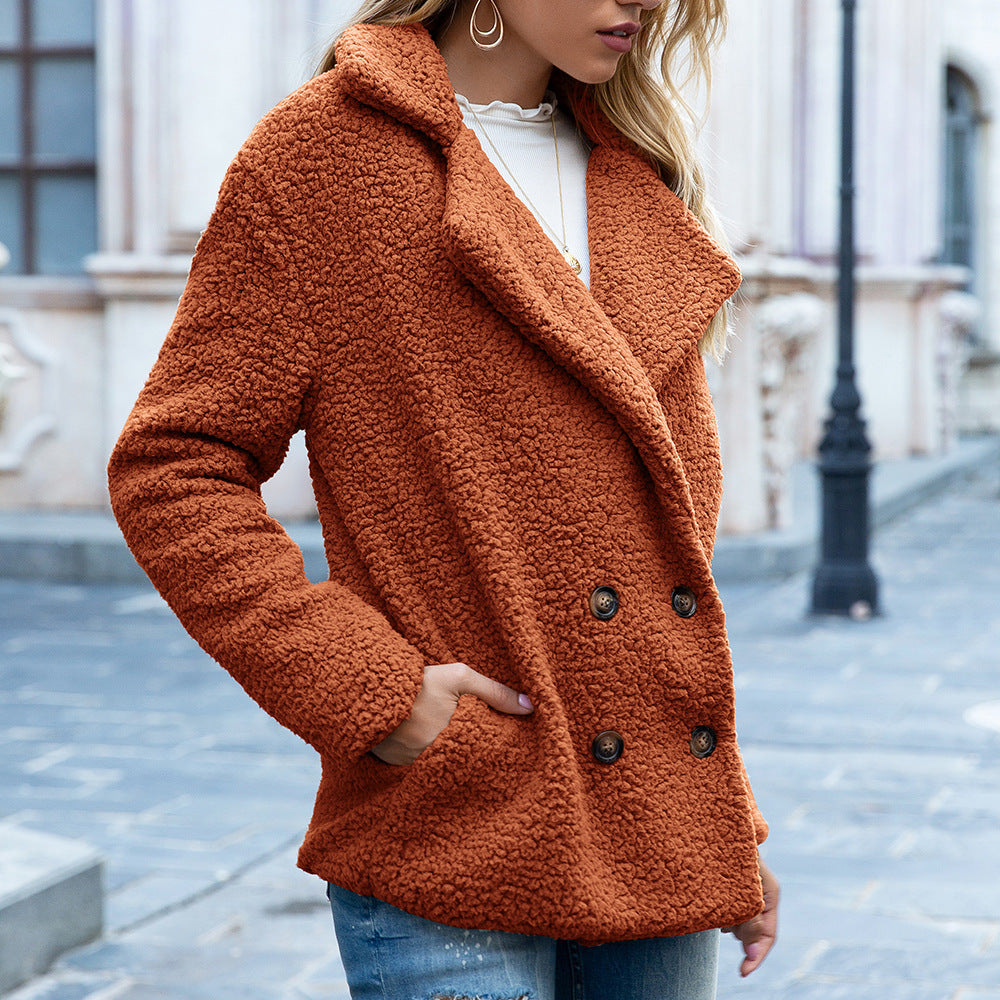 RÄUMUNGSVERKAUF🔥 Lockerer Revers Winter Knopf Jacke Strickjacke Flauschiger Mantel - 51% RABATT