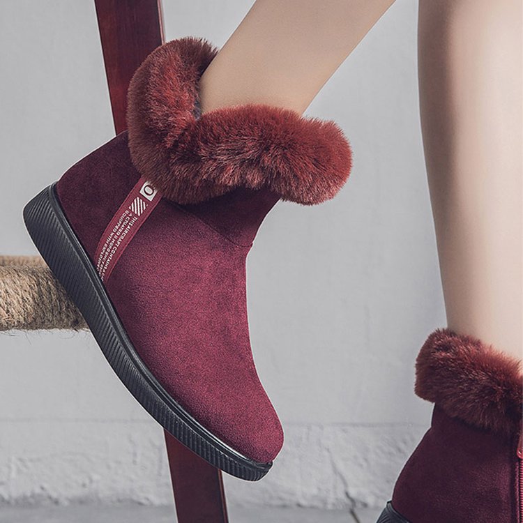 Damen Plüsch-Skistiefel mit seitlichem Reißverschluss