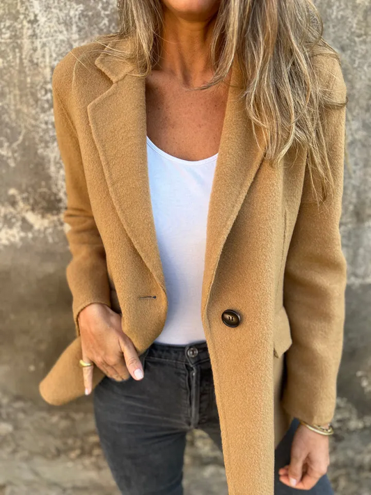 🔥NOUVEAUTÉ- 48 % DE RÉDUCTION- Veste décontractée en coton pour femme à revers et manches longues