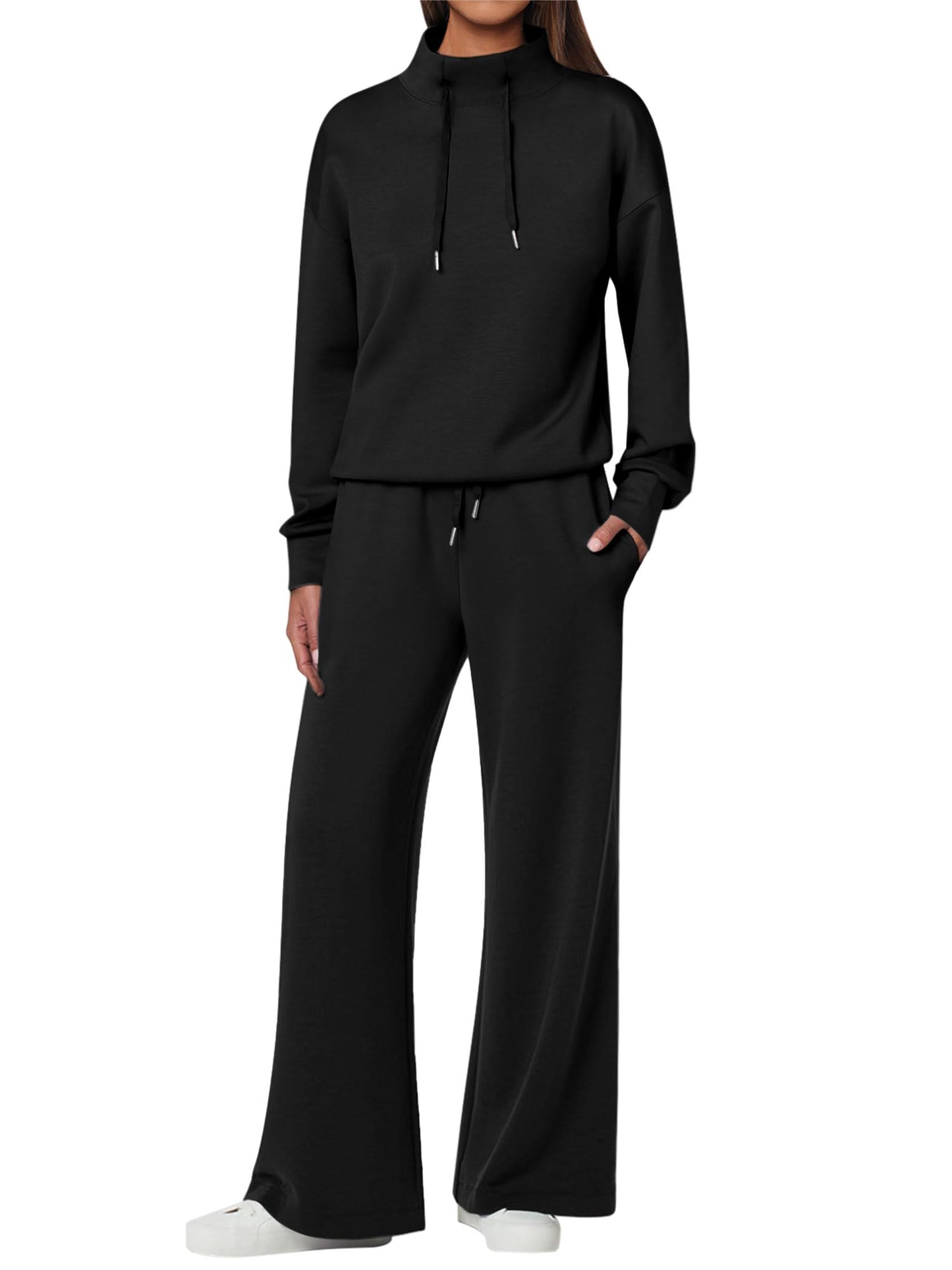 NEU 🔥 Damen Baumwolle Zweiteiler Oversized Kapuzenpullover Weite Beine Jogginghose Lässiges Set