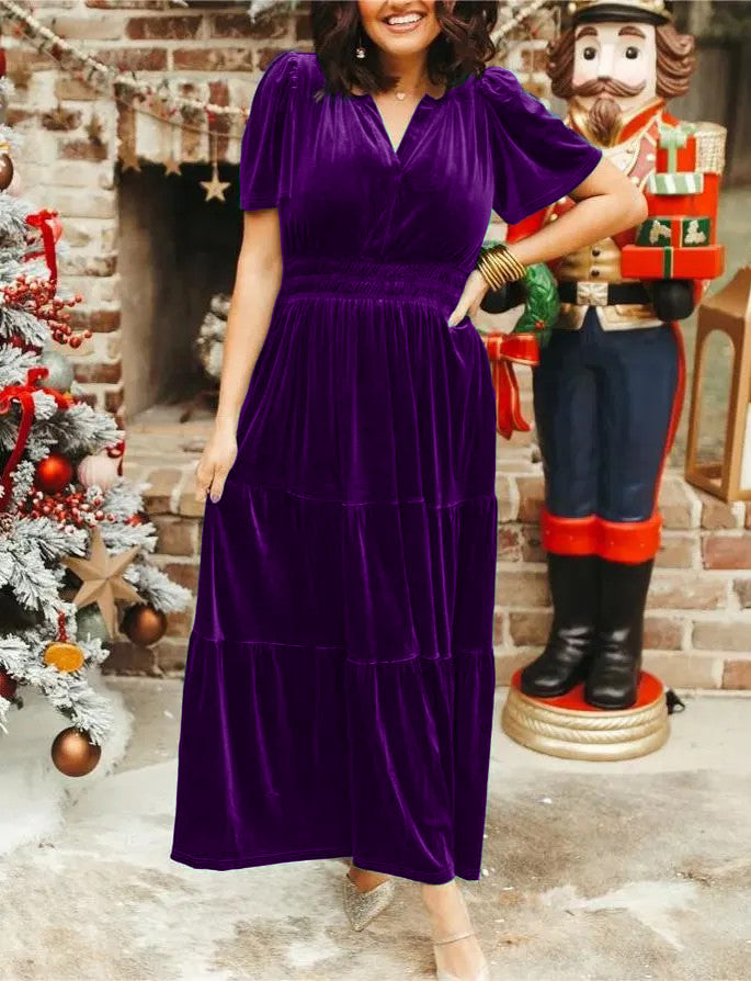 Nouvelle robe longue étagée en velours pour femme (2 achetées, livraison gratuite)