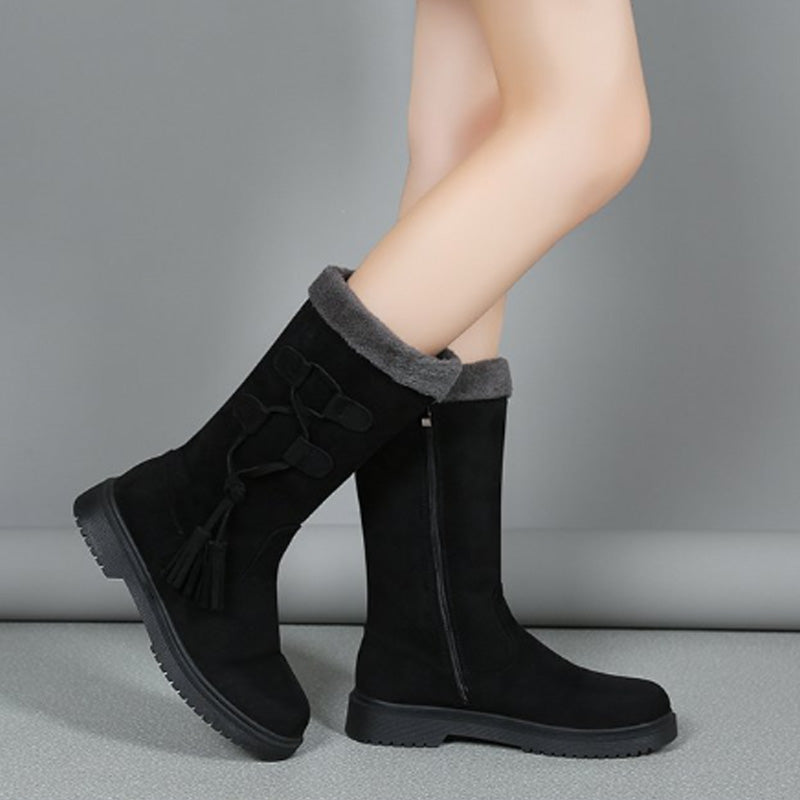 Damen Warme Wadenhohe Stiefel mit seitlichem Reißverschluss 🔥Direkt 50% Rabatt, Preis-Leistungs-Sieger! Dieses Angebot ist der Hammer!