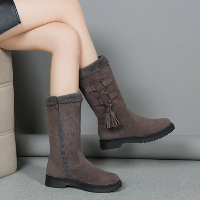 Damen Warme Wadenhohe Stiefel mit seitlichem Reißverschluss 🔥Direkt 50% Rabatt, Preis-Leistungs-Sieger! Dieses Angebot ist der Hammer!