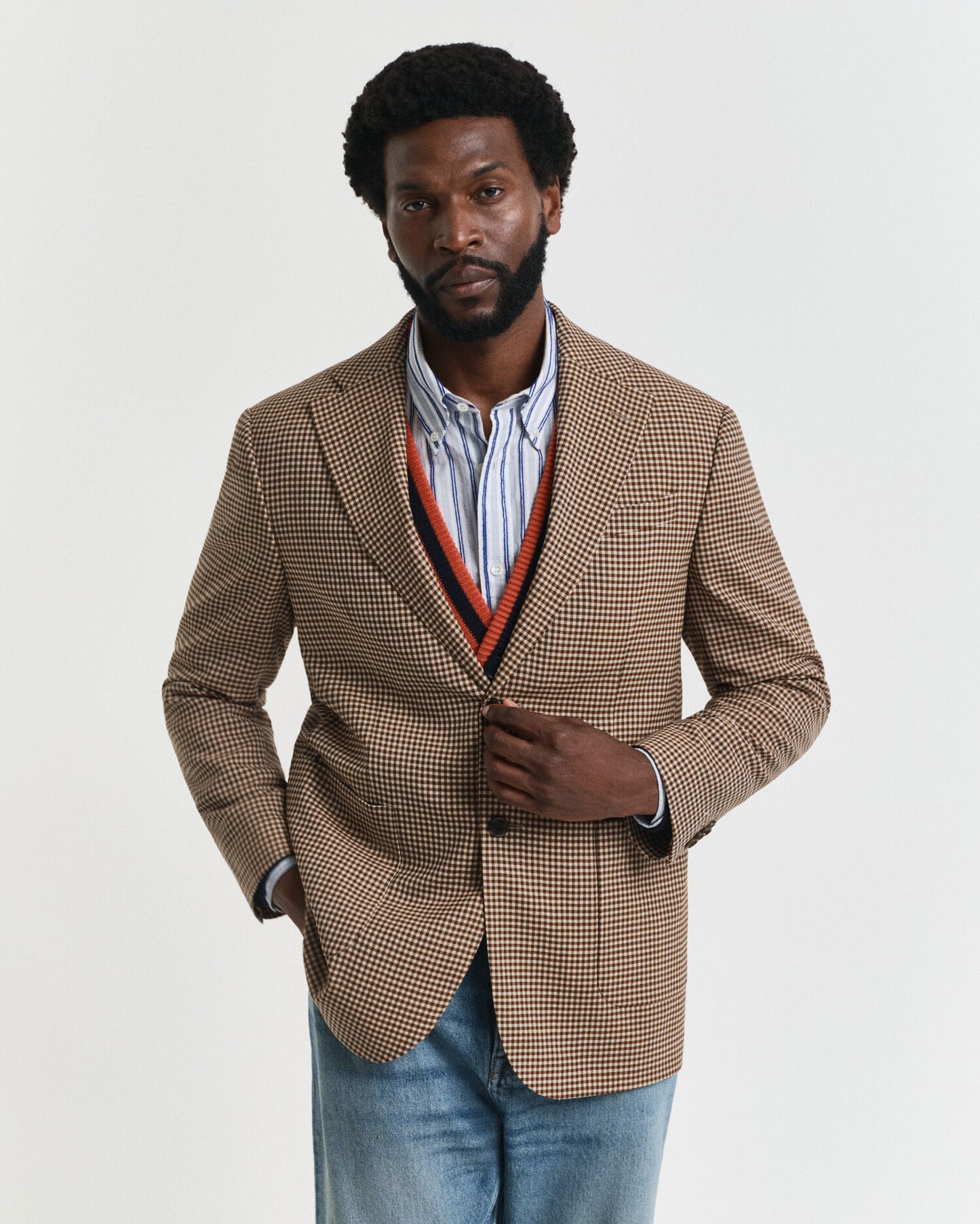 Relaxed Fit Gingham Checked Blazer