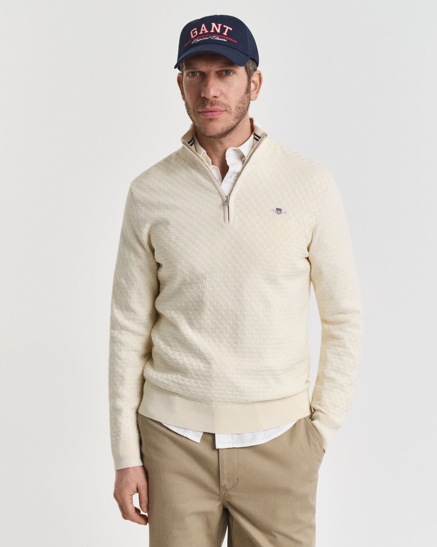 Micro Textured Half-Zip Sweater