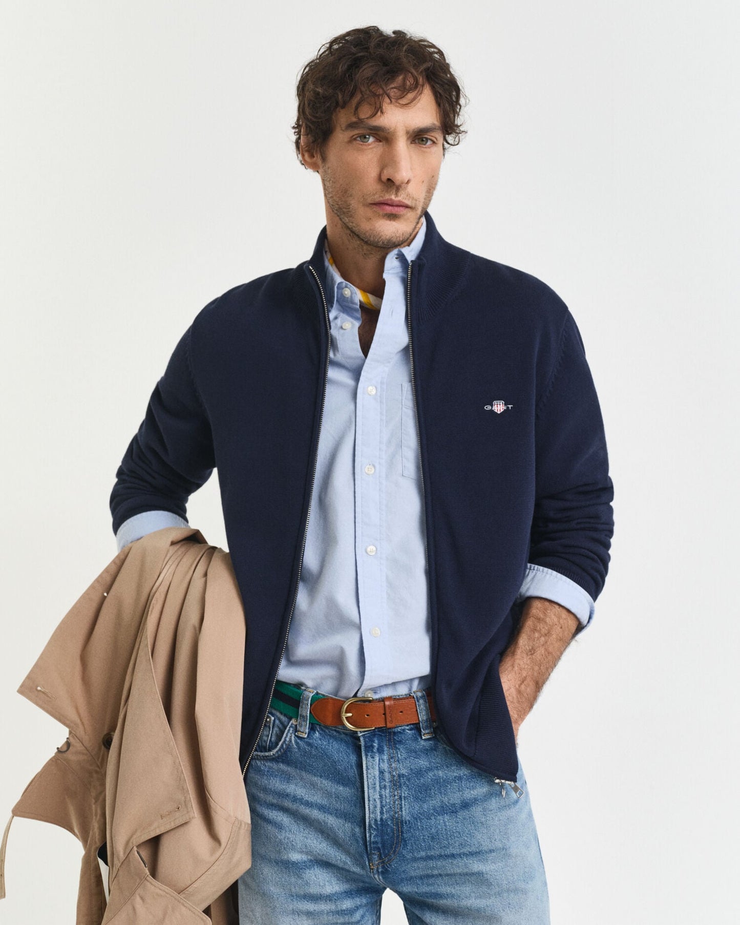 Casual Cotton Zip Cardigan